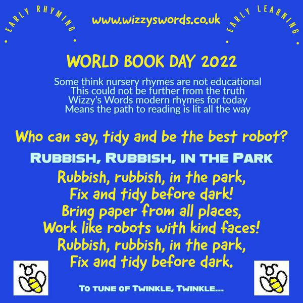 #WORLDBOOKDAY | Words for Rhyme 2 |  Rubbish, Rubbish, in the Park