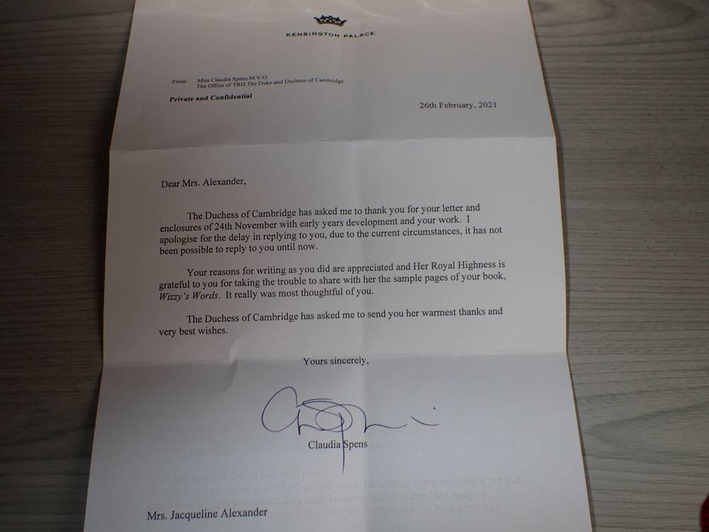 Letter of support via The Duchess of Cambridge's office